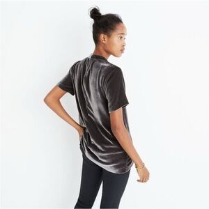 Madewell Choker Velvet Tee XS in Gray/green